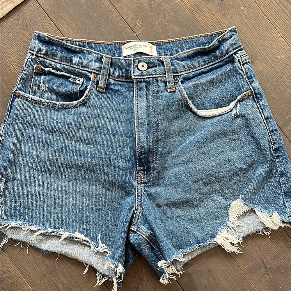 Abercrombie & Fitch Distressed Blue Denim Jean Shorts